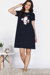 Zivame Farm Lore Knit Cotton Night Dress - Navy Peony — thumbnail 2